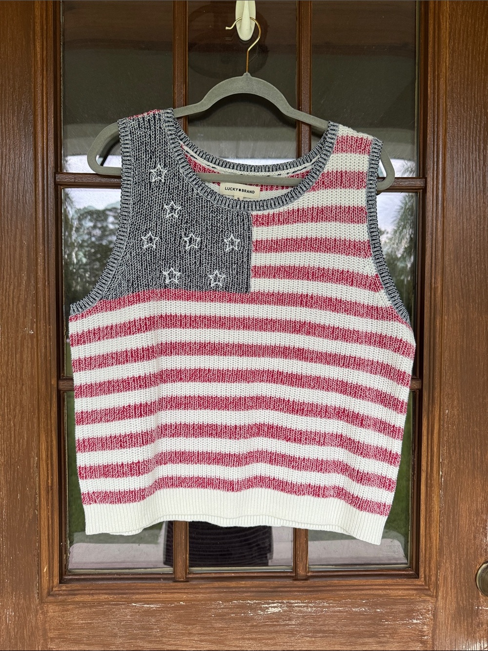 Lucky Brand Red, White & Blue Striped Flag Knit Tank